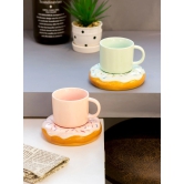 K-Inspired Macaroon Coffee Mug with Doughnut Saucer-Light Pink