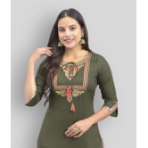 Maquien - Green Rayon Women's Straight Kurti ( Pack of 1 ) - None