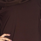 Beautiful Self Design Brown Frill Side Button Crepe Abaya With Hijab_0986