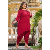 PrettyPlus by Desinoor.com Maroon Solid Pant Top Set - None