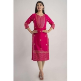 MAUKA - Pink Rayon Women's Straight Kurti ( Pack of 1 ) - None