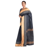 Handwoven Tussar Silk Jaquard Saree - Black