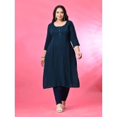 PrettyPlus by Desinoor.com Rayon Solid Straight Womens Kurti - Teal ( Pack of 1 ) - None