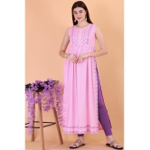 Glomee - Pink Viscose Women's Nayra Kurti ( Pack of 1 ) - None