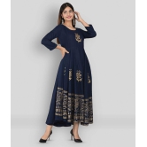 Lee Moda - Blue Rayon Women's Anarkali Kurti ( Pack of 1 ) - XXL