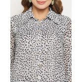 Relaxed Button Cuff Printed Georgette Casual Shirt