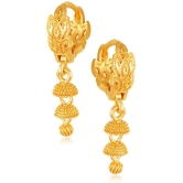 Vighnaharta Filigree work Gold Plated alloy Hoop Earring Clip on fancy drop Bali Earring for Women and Girls  [VFJ1574ERG] - Golden