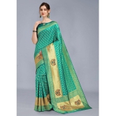 OFLINE SELCTION - Rama Cotton Blend Saree With Blouse Piece ( Pack of 1 ) - Rama