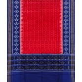 Red Blue Sambalpuri Handwoven Single Ikat Cotton Dupatta