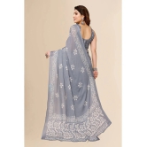 Anand Sarees Chiffon Printed Saree With Blouse Piece - Grey ( Pack of 1 ) - Grey