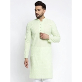 Jompers Mens Dark-Green Embroidered Kurta Only-M / Green