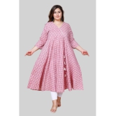 miravan - Pink Cotton Women''s Anarkali Kurti ( Pack of 1 ) - None