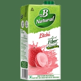 B Natural Litchi Juice - Rich In Fibre, Vitamin C & E, 100% Fruit Pulp & 0% Concentrate, 1 L Carton