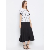 Women White & Black Printed Top with Skirt