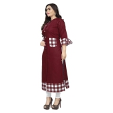 Lerkiza - Maroon Cotton Womens Straight Kurti ( Pack of 1 ) - XXL