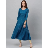 KIPEK - Blue Rayon Womens Flared Kurti ( Pack of 1 ) - None