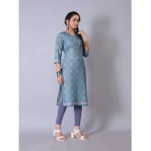 RIAANA Cotton Blend Printed Straight Womens Kurti - Blue ( Pack of 1 ) - None