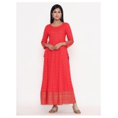 Kbz - Red Rayon Women's Flared Kurti ( ) - XL