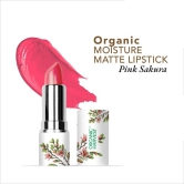 Organic Moisture Matte Lipstick - Pink Sakura | Long-lasting Light Pink Creamy Matte Lipstick | Moisturizing Formula | 4GM