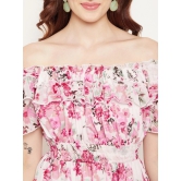 Floral Print Off-Shoulder Flared Sleeve Georgette Fit & Flare Dress