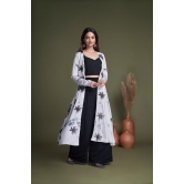 Black and White Embroidered Silk Party Wear Palazzo