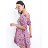 Ketch Polyester Printed Mini Womens Fit & Flare Dress - Pink ( Pack of 1 ) - None