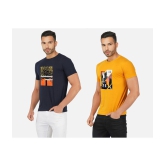 CHOZI Cotton Blend Regular Fit Printed Half Sleeves Men''s T-Shirt - Multicolor ( Pack of 2 ) - None