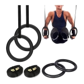 Gymnastic Rings with Adjustable Straps, Steel Buckles, Perfect for Workout, Strength Training, Pull-Ups & Dips, Pack of 1 - Black