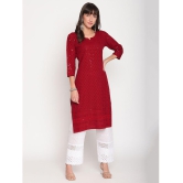 Queenley - Maroon Cotton Women's Straight Kurti ( Pack of 1 ) - XXL