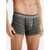 Jockey US68 Men Super Combed Cotton Elastane Stripe Trunk with Ultrasoft Waistband - Deep Olive - None