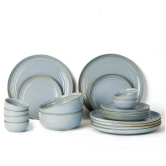 Bodhi House Handcrafted Chip Resistance Porcelain Dinner Set, 8 Pieces Serving for 4, Microwave and Dishwasher Safe, Bone-ash Free, Crockery Set for Dining and Gifting, Arctic Blue