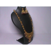 Indian Traditional Gold Plated Kundan Meenakari Necklace Set With Earrings