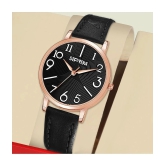 Septem Black Leather Analog Mens Watch