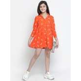 Oxolloxo Orange Floral Satin Shirt Dress