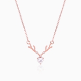 Rose Gold Deer Heart Necklace