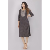 JC4U - Navy Blue Cotton Womens Straight Kurti ( Pack of 1 ) - None