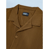 Stripe Textured Brown Half Sleeve Shirt-XL / Brown