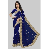 Om Shantam Sarees - Navy Blue Georgette Saree With Blouse Piece ( Pack of 1 ) - Navy Blue