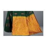 Om Shantam Sarees - Green Art Silk Saree With Blouse Piece ( Pack of 1 ) - Green