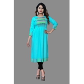 haya fashion - Turquoise Rayon Women's Straight Kurti ( Pack of 1 ) - None