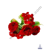 CAKE DECOR™ Rose with Blossom  Artificial Flower For Cake Decoration – (1 Bunch)-ORANGE