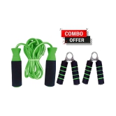 Skipping Rope And Hand Grip for Men Gym Women Weight Loss and Hand Muscles Exercise (GREEN) - Green