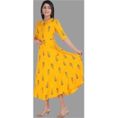 Smien - Yellow Rayon Womens Anarkali Kurti ( Pack of 1 ) - None