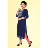 haya fashion - Navy Rayon Women's Straight Kurti ( Pack of 1 ) - None