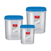 Milton Quadra Storage Container, Set of 3, 2000 ml, 3000 ml, 4000 ml, Brown - Blue