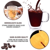 Femora Double Wall Borosilicate Glass Big Tea Coffee Mug, 500 ML (Single Piece)