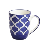 Khurja Pottery Milk Mug Painting Blue Geometrical So2