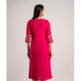 MAUKA - Pink Rayon Women's Straight Kurti ( Pack of 1 ) - None