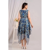 Frionkandy Cotton Printed Ankle Length Womens Asymmetric Dress - Blue ( Pack of 1 ) - None