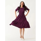 JASH CREATION Rayon Solid Midi Womens Fit & Flare Dress - Mauve ( Pack of 1 ) - None